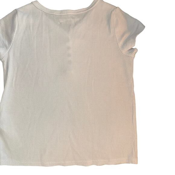🧸 Abercrombie Kids White Waffle Knit Henley Tee | Size 9/10 - Picture 2 of 5